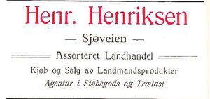 Annonse fra Henr. Henriksen under Harstadutstillingen 1911.jpg