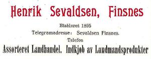 Annonse fra Henrik Sevaldsen under Harstadutstillingen 1911.jpg