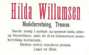 Annonse fra Hilda Willumsen under Harstadutstillingen 1911.jpg