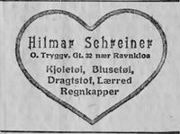 138. Annonse fra Hilmar Schreiner i Ny Tids lørdagsnummer 10. oktober 1914.jpg