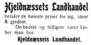 Annonse fra Hjeldnæssets landhandel i Indtrøndelagen 20.6.1906.jpg