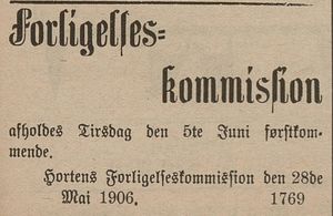 Annonse fra Horten forligelseskommission i Gjengangeren 29.05.1906.jpg