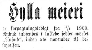 Annonse fra Hylla meieri i Mjølner 23. 10. 1899.jpg
