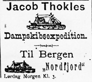 Annonse fra Jacob Thokles Dampskibsexpedition i Søndmøre Folkeblad 15.1.1892.jpg