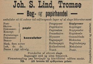 Annonse fra Joh. S. Lind i Tromsø Amtstidende 30.06. 1898.jpg