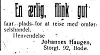 51. Annonse fra Johannes Haugen i Harstad Tidende 24. juli 1913.jpg