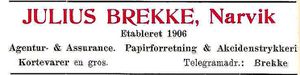 Annonse fra Julius Brekke under Harstadutstillingen 1911.jpg