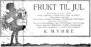 Annonse fra K. Myhre i Trønderbladet 22.12. 1926.jpg