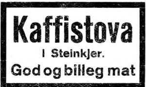 Annonse fra Kaffistova, Steinkjer i Indhereds-Posten 19.10. 1923.jpg