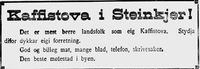 Kaffistova Steinkjer annonserte i Ungskogen 16. september 1915.