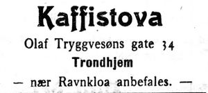 Annonse fra Kaffistova i Trondheim i Indtrøndelagen 17.1. 1913.jpg