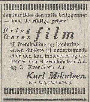 Annonse fra Karl Mikalsen i Harstad Tidende 11.03.1940.jpg