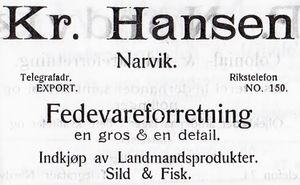 Annonse fra Kr. Hansen i Narvikboka 1912.jpg