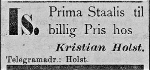 Annonse fra Kristian Holst i Harstad Tidende 14.03.1910.jpg