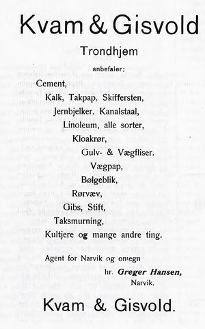 Annonse fra Kvam & Gisvold i Narvikboka 1912.jpg