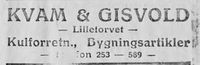 177. Annonse fra Kvam & Gisvold i Ny Tid 1914.jpg