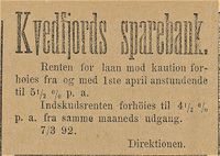 415. Annonse fra Kvedfjords sparebank i Lofotens Tidende 12.03. 1892.jpg