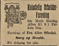 132. Annonse fra Kvindelig Arbeiderforening i Stavanger Aftenblad 10.02.1906.jpg