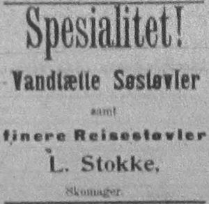 Annonse fra L.Stokke i Møre Tidende 14. januar 1899.jpg
