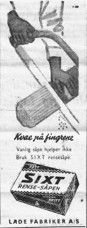 Annonse fra Lade fabriker i Namdal Arbeiderblad 28.10.1950.jpg