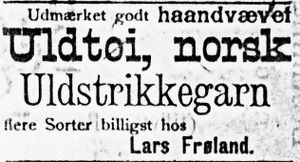 Annonse fra Lars Frøland i Søndmøre Folkeblad 15.1.1892.jpg