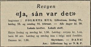 Annonse fra Lillestrøm lag av N.K.P. i Akershus Arbeiderblad 22.02.1946.jpg