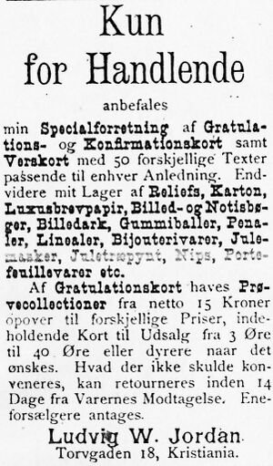 Annonse fra Ludvig W. Jordan i Søndmøre Folkeblad 8.1.1892.jpg