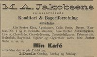 Tromsø Amtstidende 30.4.1900. Her ser vi at det ble "servert" musik onsdager, lørdager og søndager. Denne type annonse gikk fra starten 12. februar - til og med 30. april.