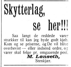 Annonse fra M. Lønseth i Indtrøndelagen 31.8. 1900.jpg