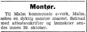 Annonse fra Malm komm. E-verk i Adresseavisen 8.10. 1942.jpg