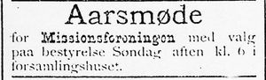 Annonse fra Missionsforeningen (Ålesund) i Søndmøre Folkeblad 8.1.1892.jpg