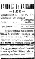 43. Annonse fra Namdals privatbank i Nordtrønderen 10.6. 1914.jpg