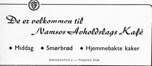 Annonse fra Namsos Avholdslags Kafè i Menneskevennens jubileumsnummer.jpg