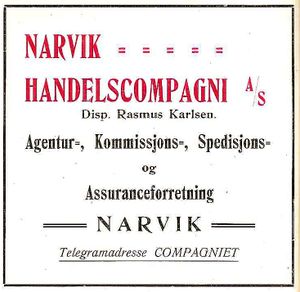 Annonse fra Narvik Handelscompagni under Harstadutstillingen 1911.jpg