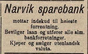 Annonse fra Narvik sparebank i Ofotens Tidende 06.02.1920.jpg