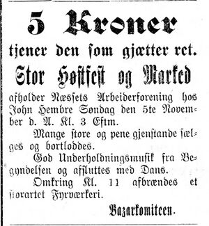 Annonse fra Nessets Arbeiderforening i Mjølner 23. 10. 1899.jpg