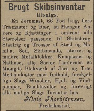 Annonse fra Niels Thorbjörnsen i Kysten 18.01.1905.jpg