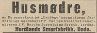 Annonse for Landego Margarin fra Nordlands Smørfabrikk i Bodø i Lofotposten 15.11.1934.