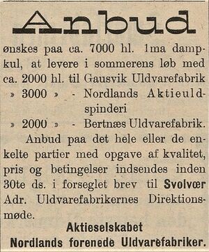 Annonse fra Nordlands forenede Uldvarefabriker i Lofotposten 30.05. 1900.jpg