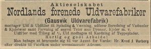 Annonse fra Nordlands forenede Uldvarefabriker i Vardø-Posten 22.06. 1902.jpg