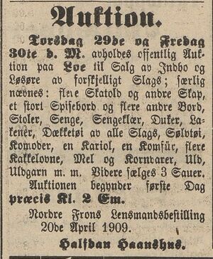 Annonse fra Nordre Frons Lensmandsbestilling i Gudbrandsdølen 22.04.1909.jpg