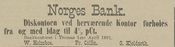 Norges Banks avdeling i Tromsø annonserte i Tromsø Stiftstidende 5. april 1891.