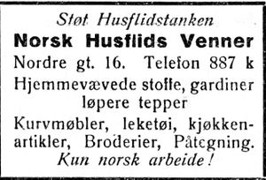 Annonse fra Norsk Husflids venner i Trønderbladet 22.12. 1926.jpg