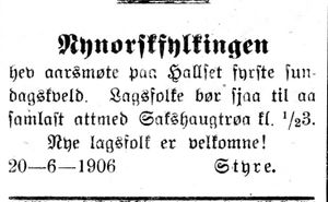 Annonse fra Nynorskfylkingen i Indtrøndelagen 20.6.1906.jpg