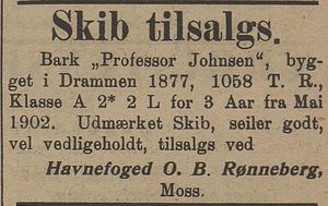 Annonse fra O.B. Rønneberg i Kysten 18.01.1905.jpg