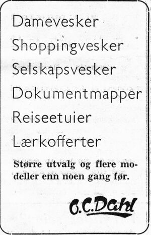 Annonse fra O.C. Dahl i Namdal Arbeiderblad 28.10.1950.jpg
