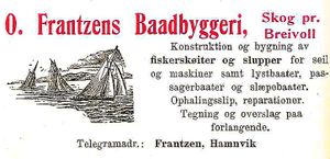 Annonse fra O. Frantzens Baadbyggeri under Harstadutstillingen 1911.jpg