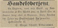 229. Annonse fra O. Greger Lillevik, Viktoriahavn i Tromsø Amtstidende 2.08. 1889.jpg