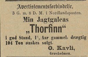 Annonse fra O. Kavli i Tromsø Stiftstidende 09.09.1886.jpg