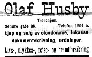 Annonse fra Olaf Husby i Indtrøndelagen 17.1. 1913.jpg